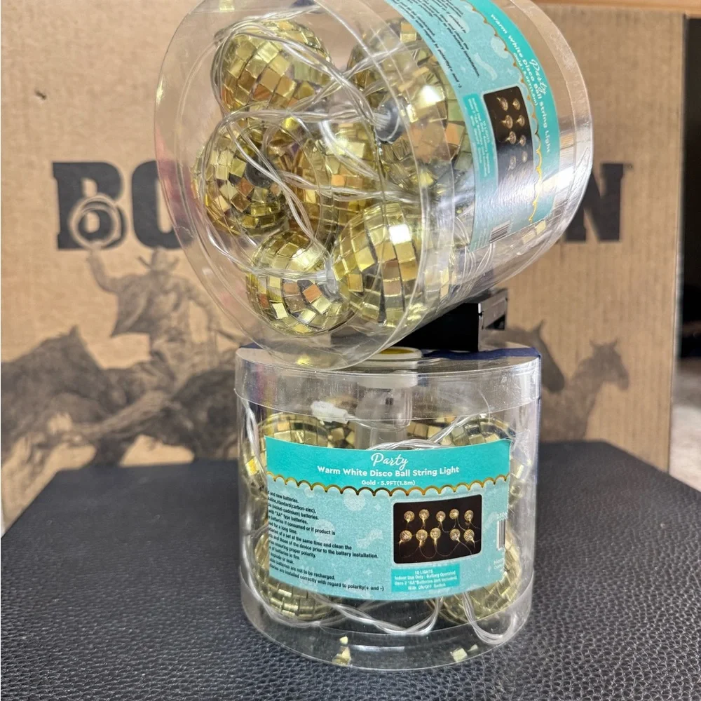 Christmas Lights Gold Light Up Disco Ball String Lights